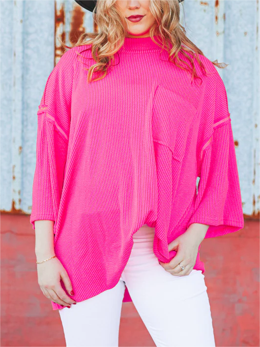 Oversize High Neck Urban Ribbed Tunic (Buy 2 Free Shipping)