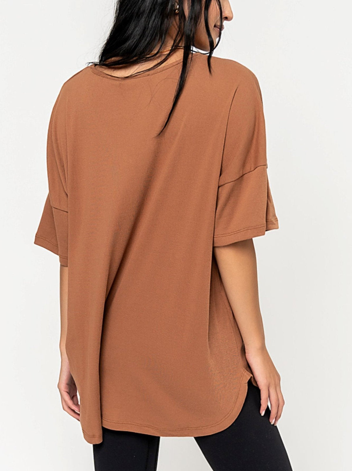 Oversize-T-Shirt für Damen mit V-Ausschnitt und Taschen (3 kaufen, Versandkostenfrei)