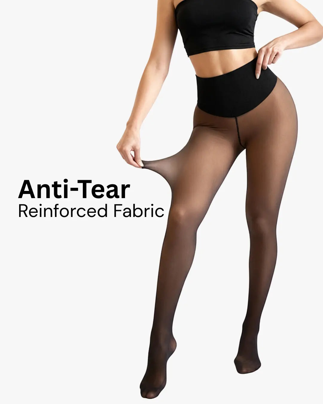 Damen-Strumpfhosen in transparenter Optik mit Fleecefutter – hohe Bundweite, figurformend