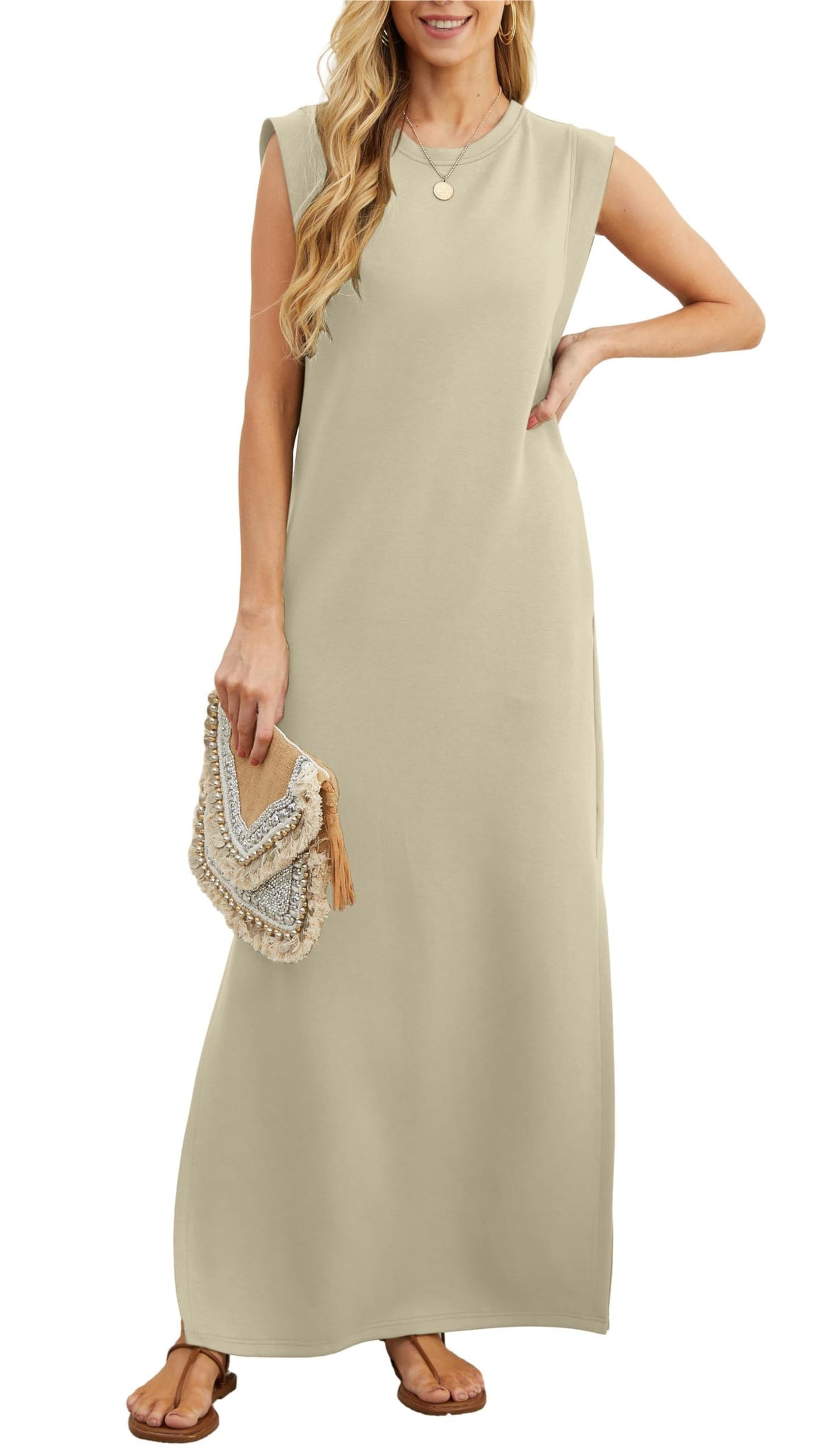 Women's Casual Loose Split Wrinkle-Free Maxi Dress