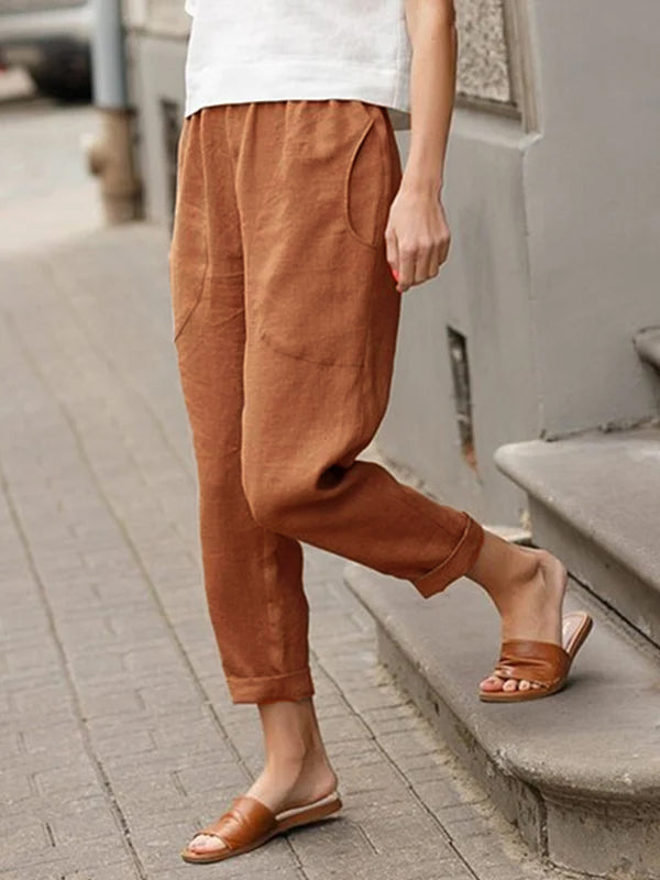 Linen-cotton Women's Large Size Loose Pants