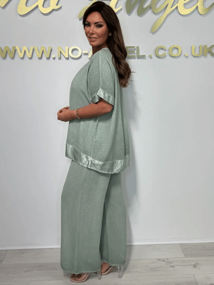 Women's casual, fashionable V-neck suit made of cotton and linen