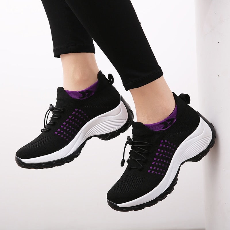 Chaussures confortables pour femmes avec support coussin d'air pour réduire le stress du dos et des genoux