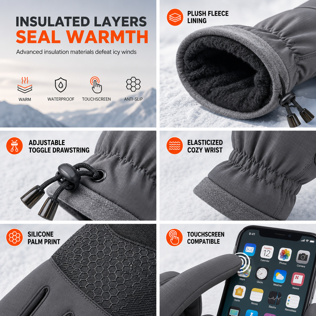 Unisex Windproof Thermal Cycling Gloves – Touchscreen & Non-Slip Grip