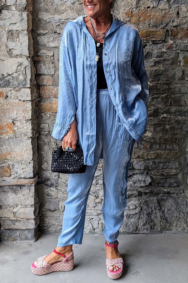 Women's casual mercerized solid color suit