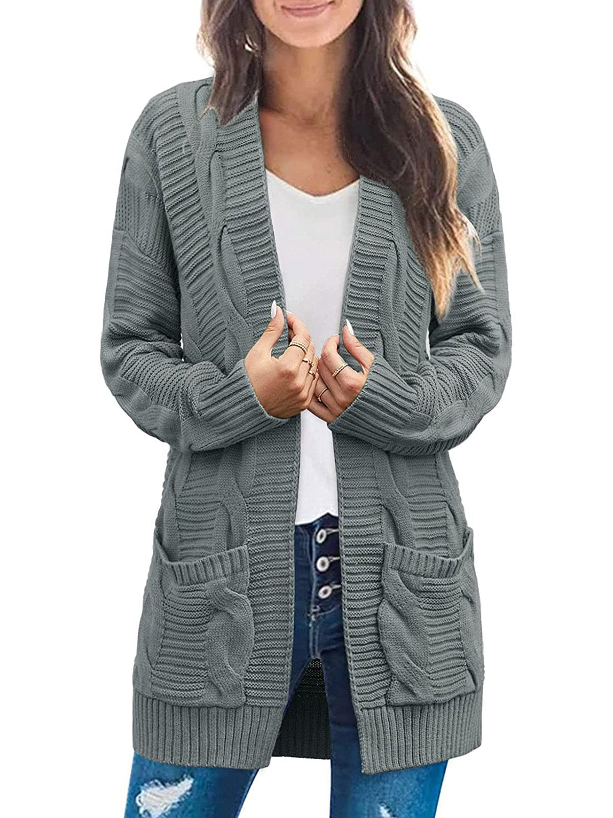 Women's Long Sleeve Cable Knit Cardigan Sweaters