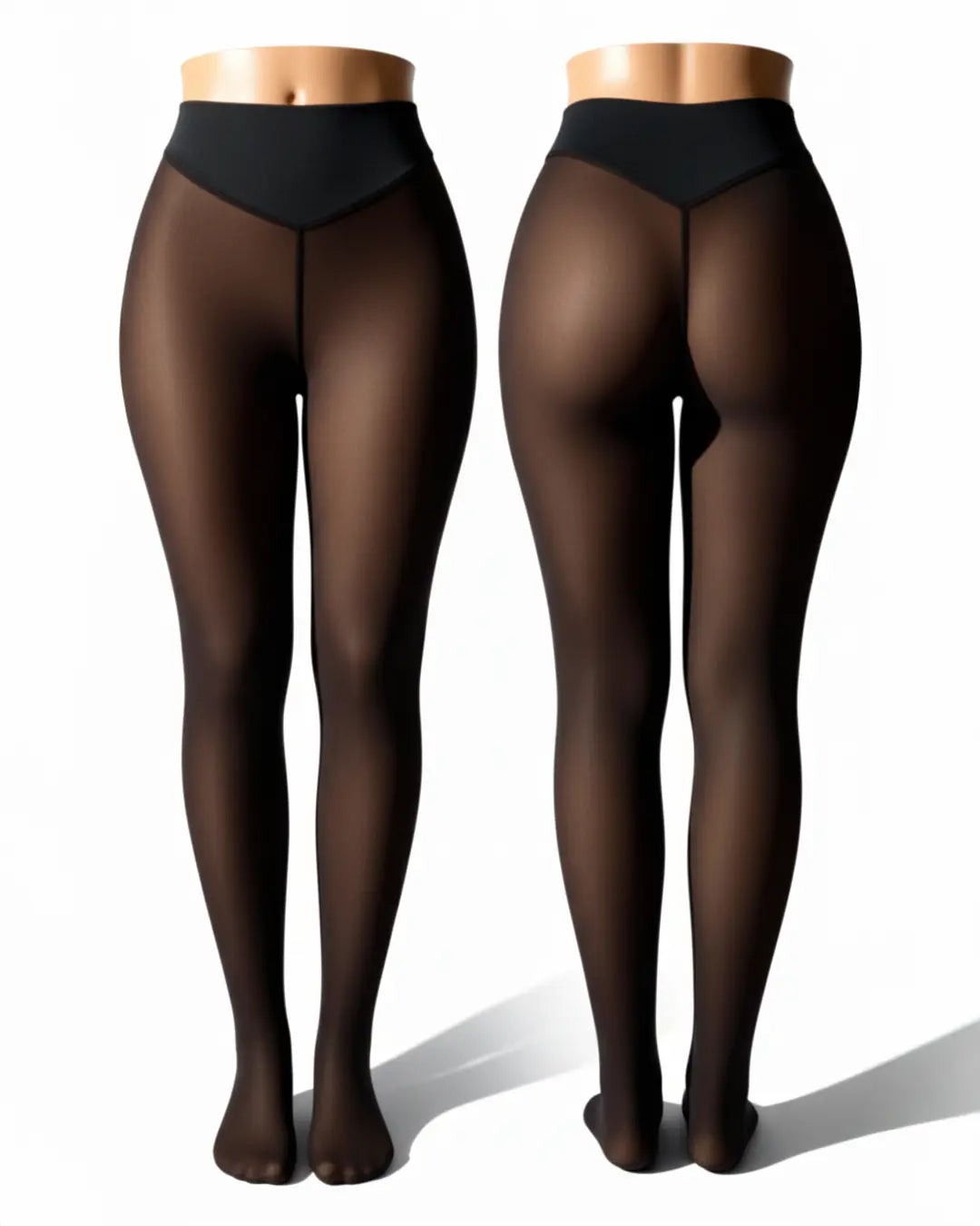 Damen-Strumpfhosen in transparenter Optik mit Fleecefutter – hohe Bundweite, figurformend