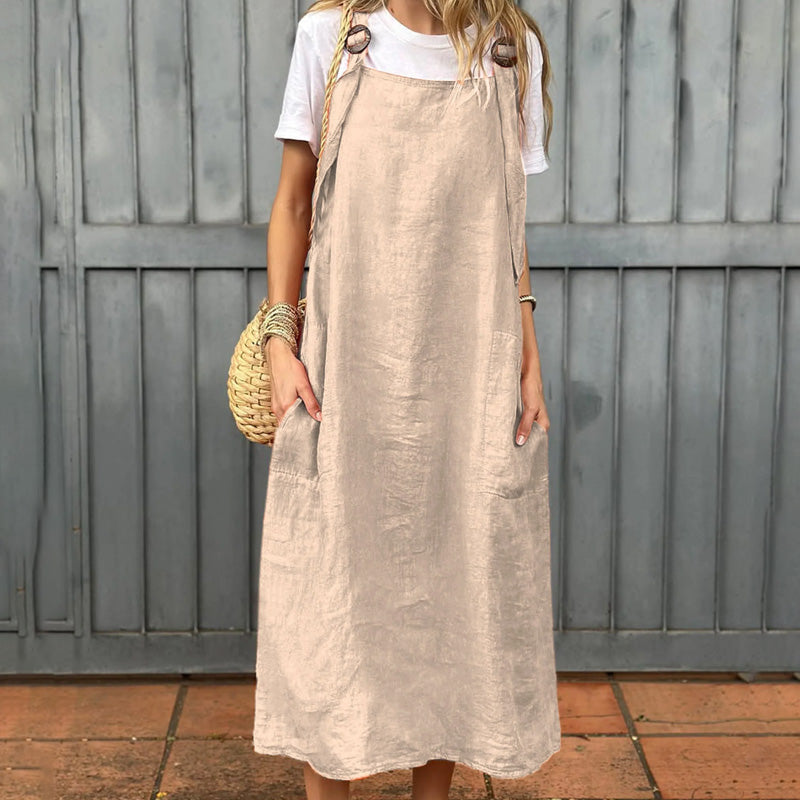 Women's Adjustable Shoulder Strap Dress with Pockets