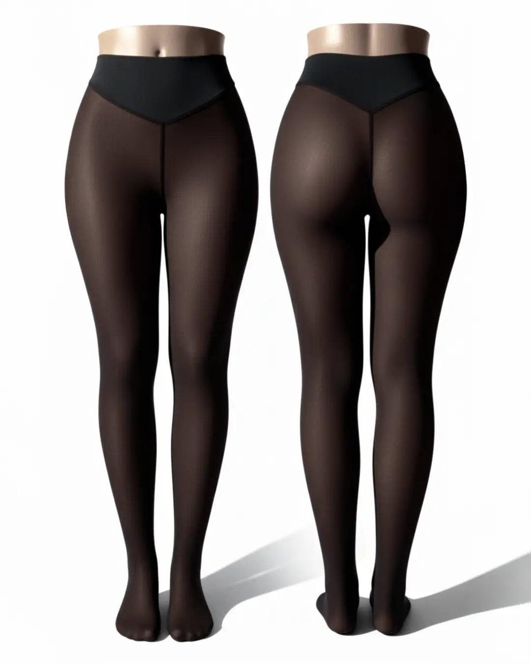 Damen-Strumpfhosen in transparenter Optik mit Fleecefutter – hohe Bundweite, figurformend
