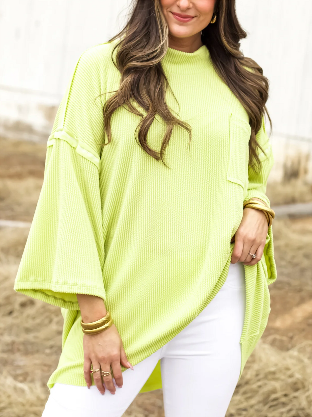 Oversize High Neck Urban Ribbed Tunic (Buy 2 Free Shipping)