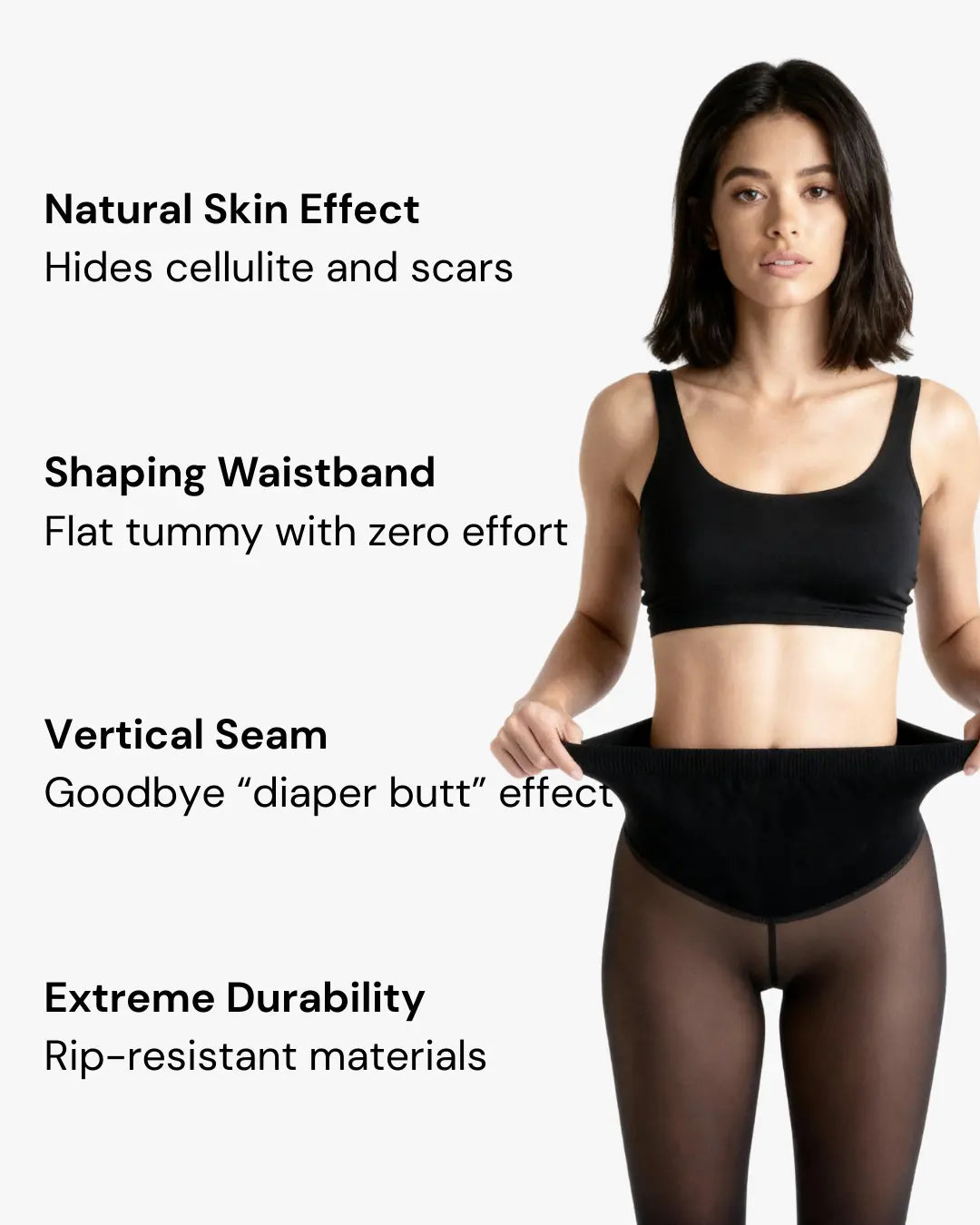 Damen-Strumpfhosen in transparenter Optik mit Fleecefutter – hohe Bundweite, figurformend