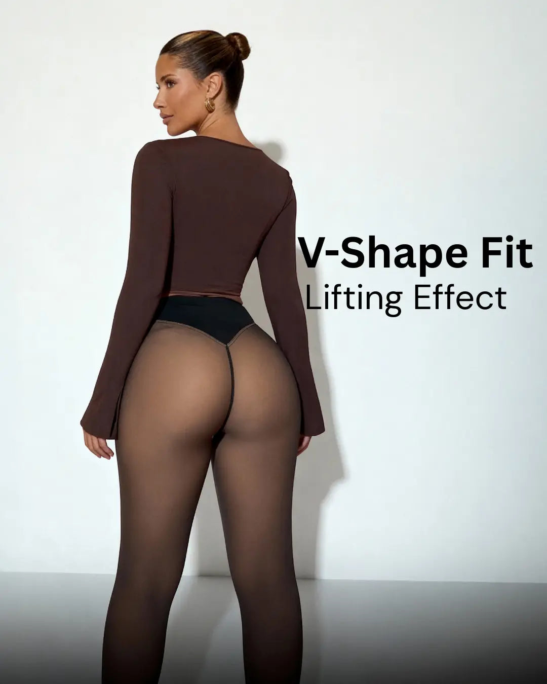 Damen-Strumpfhosen in transparenter Optik mit Fleecefutter – hohe Bundweite, figurformend