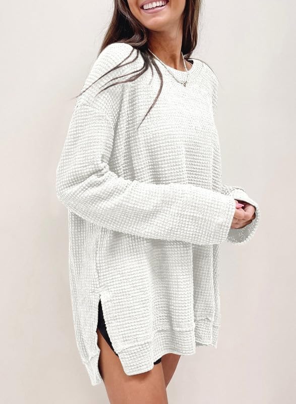 Women's Oversized Waffle Knit Top (Buy 2 Free Shipping)