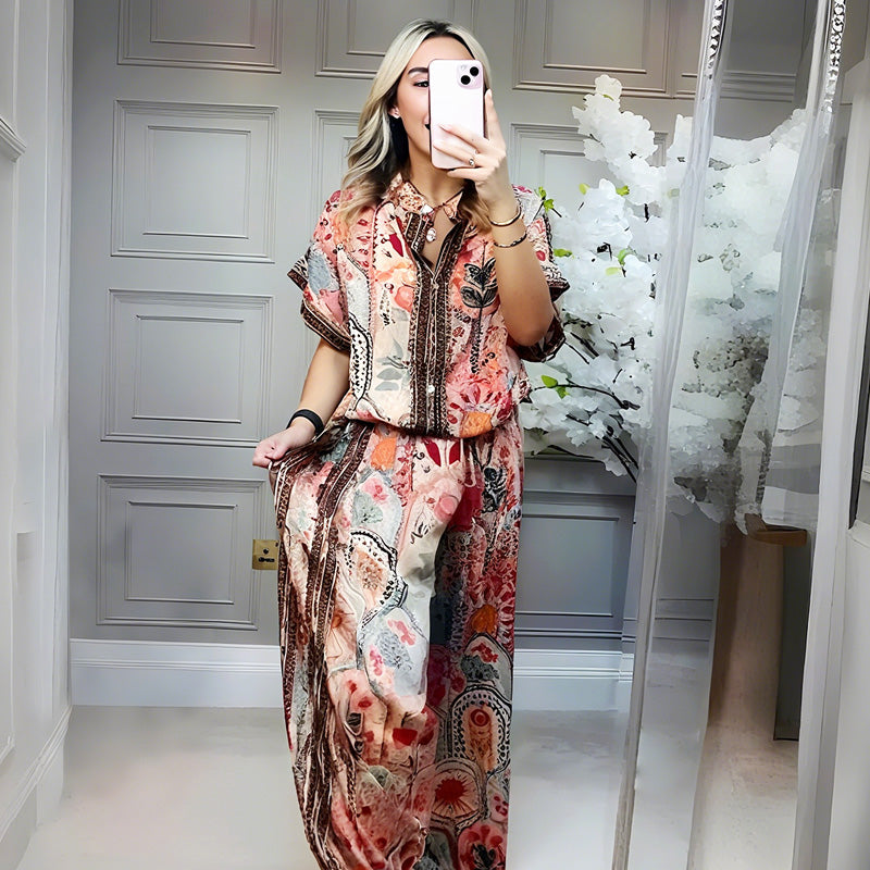 ⏳Time-Limited Special⏰Women's Printed Top & Wide Leg Pants 2-Piece Set