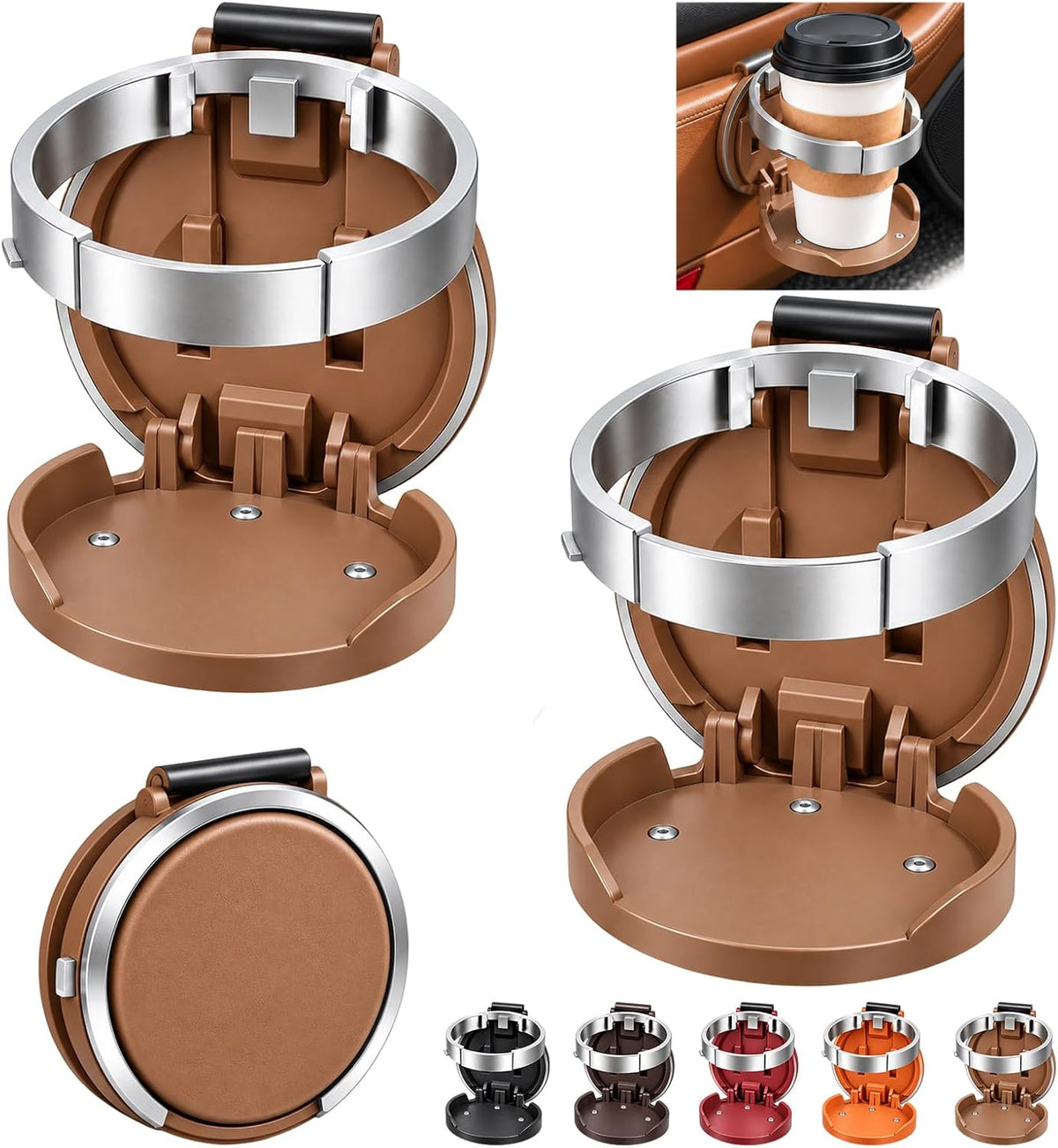 Foldable Car Cup Holder with Hook Universal Car Door Cup Holder