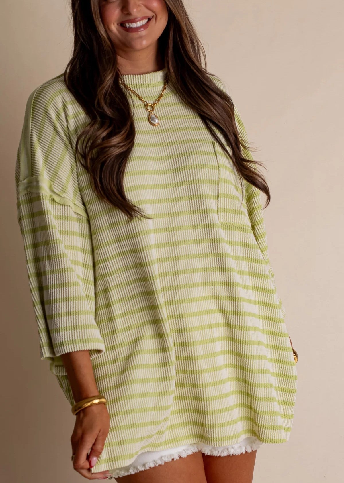 Women's Oversized High Neck Urban Ribbed Striped Top (Buy 2 Free Shipping)