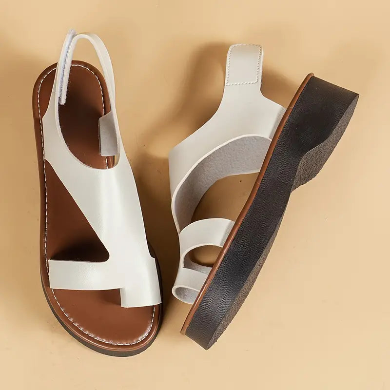 WOMEN'S LEATHER PLATFORM WEDGE ORTHOPEDIC SANDALS