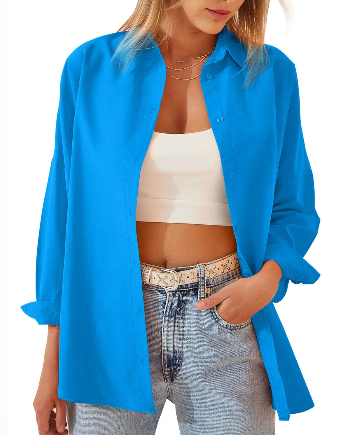 Women's Loose Casual Long Sleeve Shirt Cardigan