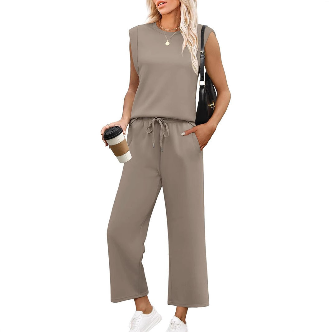 Women's Sleeveless Top & Wide-Leg Pants 2-Piece Set