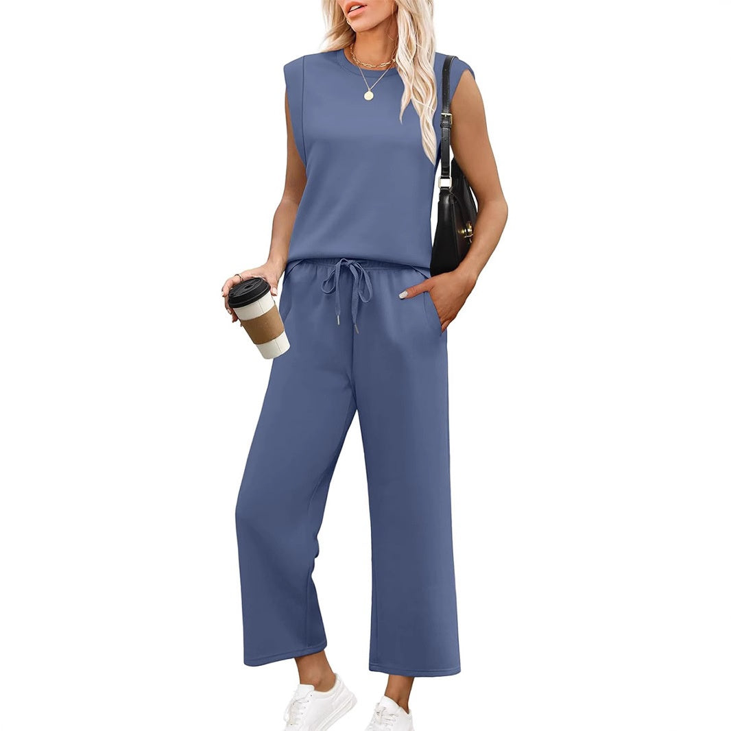 Women's Sleeveless Top & Wide-Leg Pants 2-Piece Set